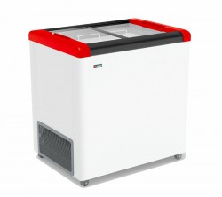 ЛАРЬ МОРОЗИЛЬНЫЙ GELLAR FG 250 С ПРЯМОЕ СТЕКЛО КРАСНЫЙ (ПРОПАН)